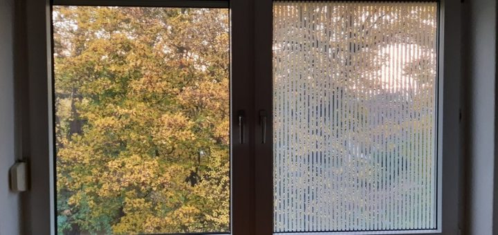 Vogelschutzfolie mit senkrechten Streifen